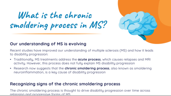 A thumbnail of a PDF entitled ‘What is the chronic smoldering process in MS?’