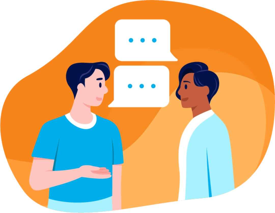 Illustration of two people looking at each other with speech bubbles next to both of them.